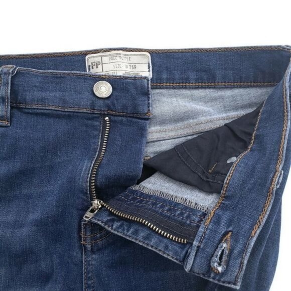Free People Jeans Shark Bite Blue Distressed Skinny Size 26 Blue Denim - Picture 7 of 11